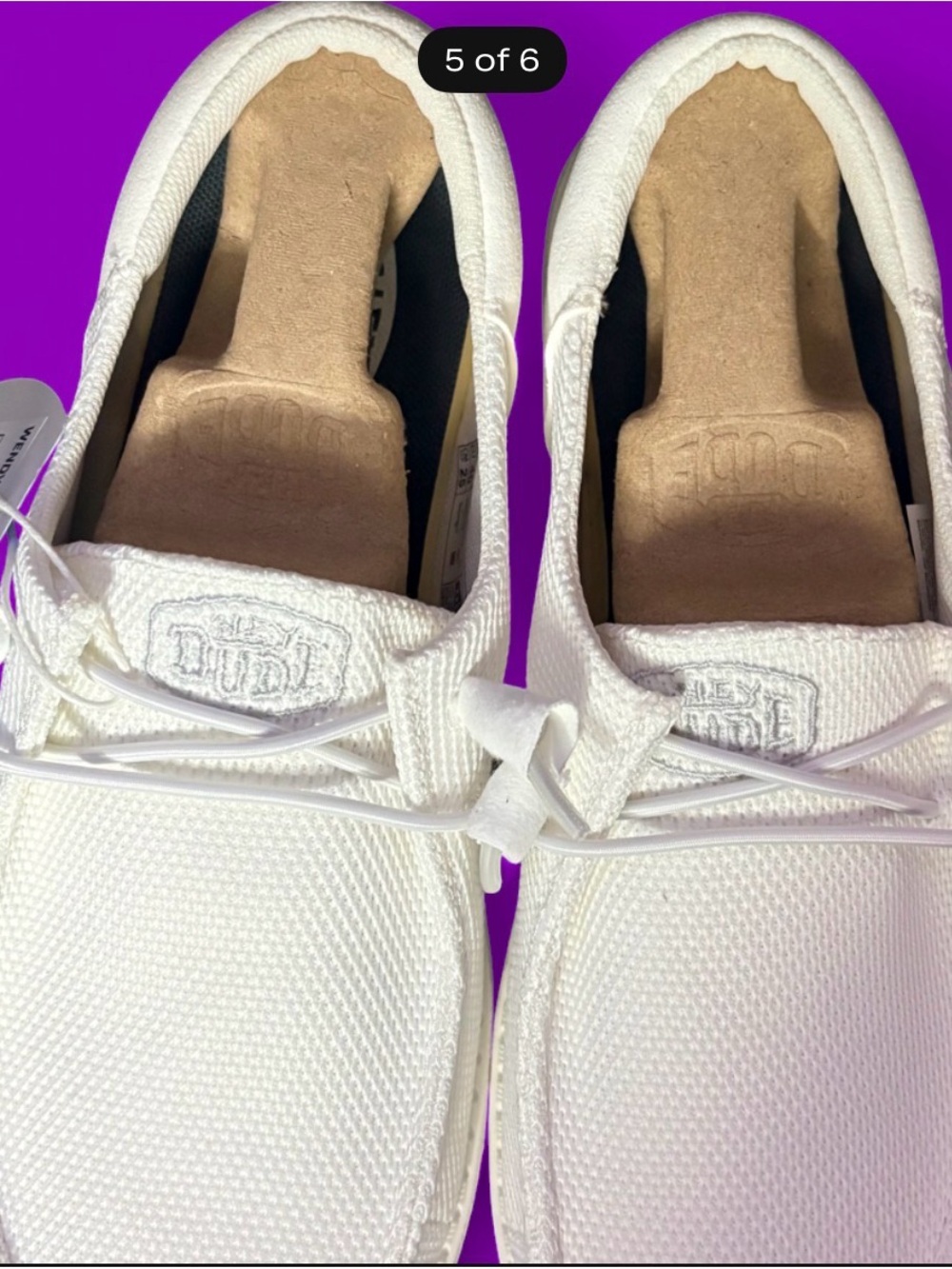 Hey Dude White Canvas Slip-On Loafers for Women - Picture 5 of 6